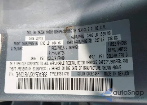 2019 Toyota Yaris Le из США, поврежденный, VIN 3MYDLBYV9KY501368